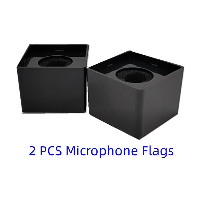 2 PCS Square Microphone Flag Holder – Black Universal Mic ID Box for Interviews & Broadcasts
