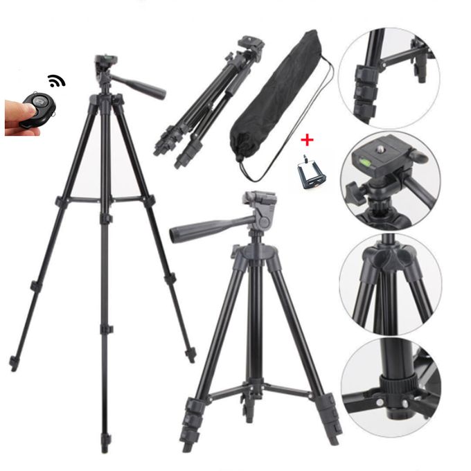 3120 Portable Phone & Camera Tripod Stand with Bluetooth Remote and Phone Clip