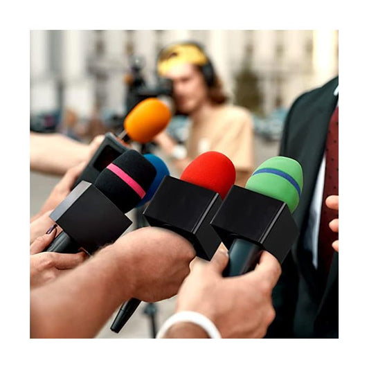 2 PCS Square Microphone Flag Holder – Black Universal Mic ID Box for Interviews & Broadcasts