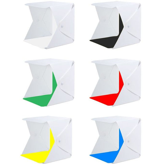 40×40CM LED Photo Softbox Lightbox – Portable Studio Tent with 2 LED Panels & 6 Color Backdrops