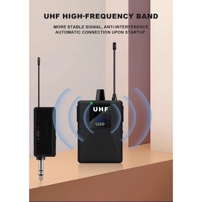 1 Drag 2 UHF Wireless Lavalier Microphone – Dual Transmitter Noise-Reduction Mic for Live Recording & Interview
