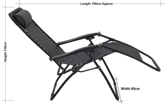 Zero Gravity Lounge Chair Reclining Chair Garden Sun Lounger Black