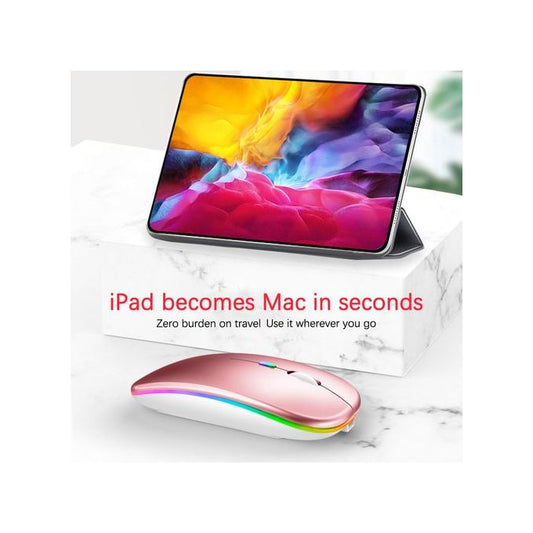 Rechargeable Wireless RGB Mouse – Dual Bluetooth 5.2/3.0 + 2.4G Connection, Silent Click, LED Light