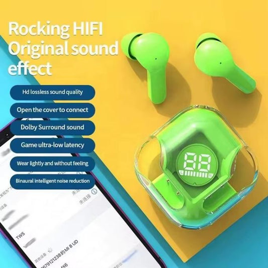 Earpods Transparent Bluetooth Wireless Earphones – HiFi Sound, LED Display