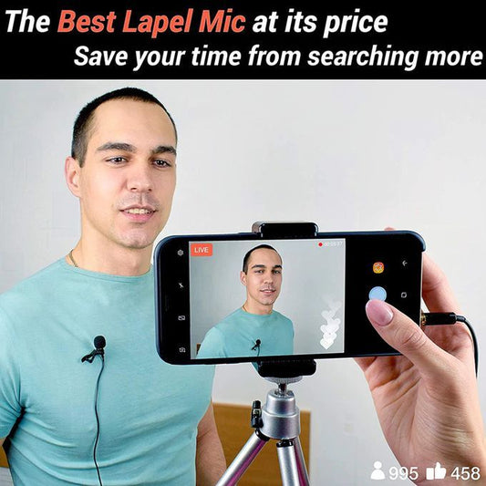 10-Inch LED Ring Light with 2M Adjustable Tripod Stand + Lavalier Microphone + Bluetooth Remote & Clip