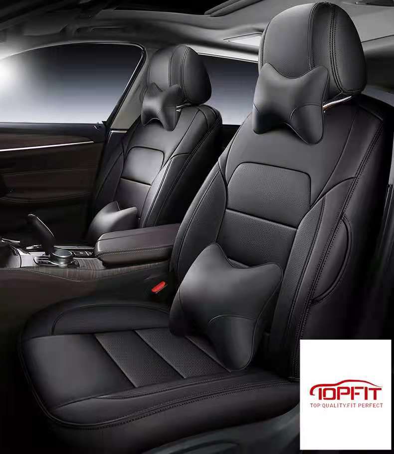 PU Leather Waterproof Car Seat Covers with Lumbar Support Pillows (5 Seater)