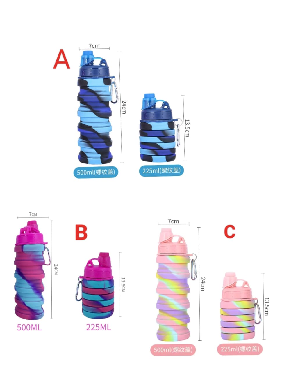 Collapsible Water Bottles with Folding Cup