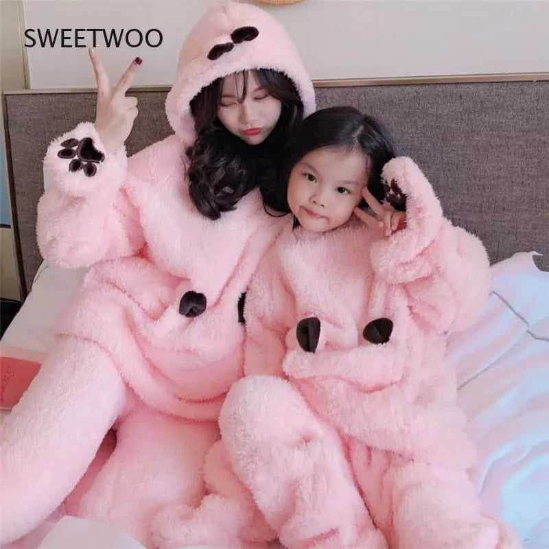JULY SONG Winter Mom & Daughter Flannel Pyjamas