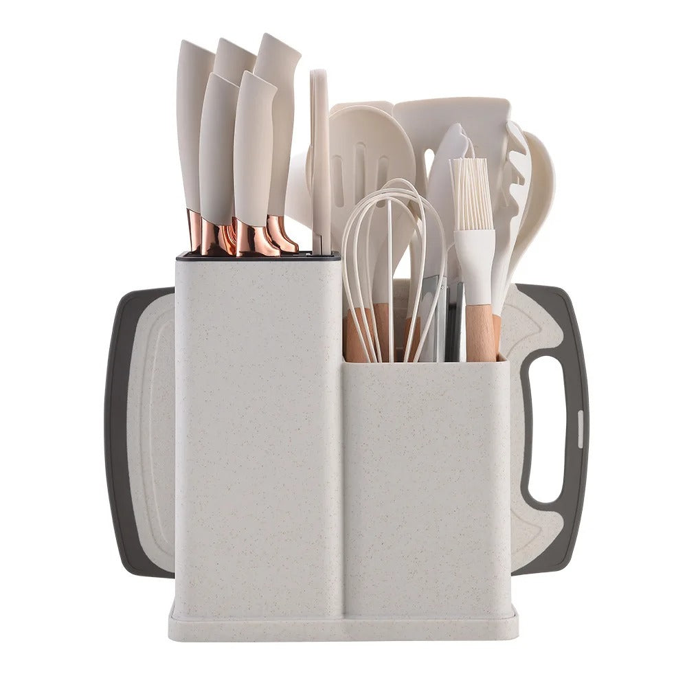 19-Piece Cooking Utensil & Silicone Knife Spoon Set All in One Kitchen Starter Kit
