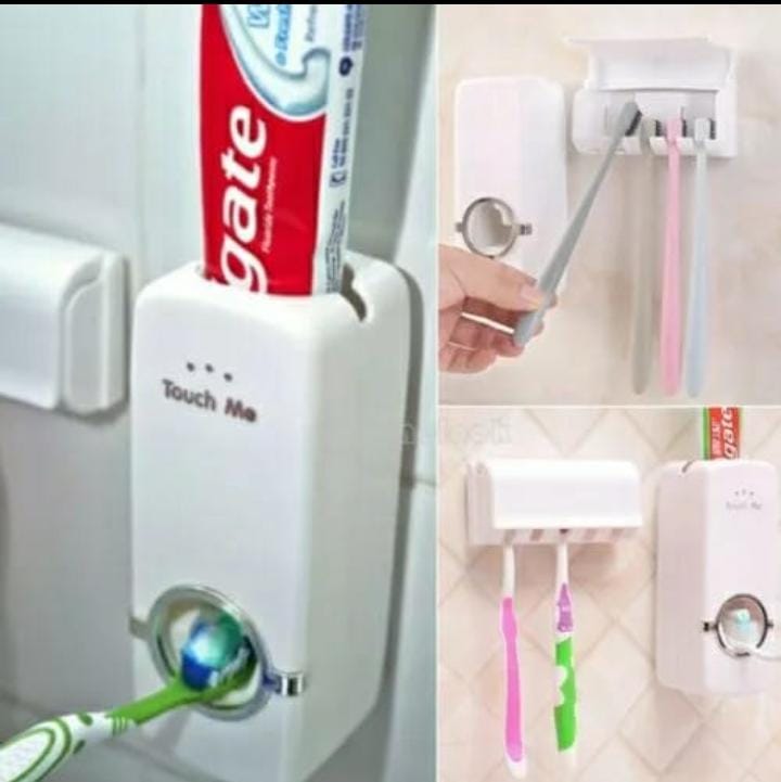Wall mount Toothpaste dispenser with toothbrush holder
