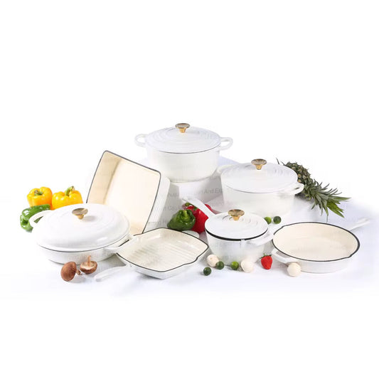 Enamel Cast iron cooking pots Ceramic Enamelled Cast Iron Cookware Set, Oven and Grill Safe