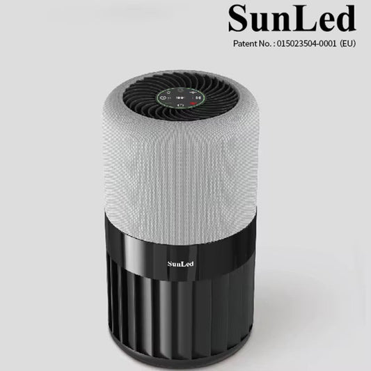 SunLed Low Noise Tabletop Smart True HEPA Air Purifier with a TUYA Wifi Digital Display of Air Humidity and a 4-color Air Quality Indicator Light