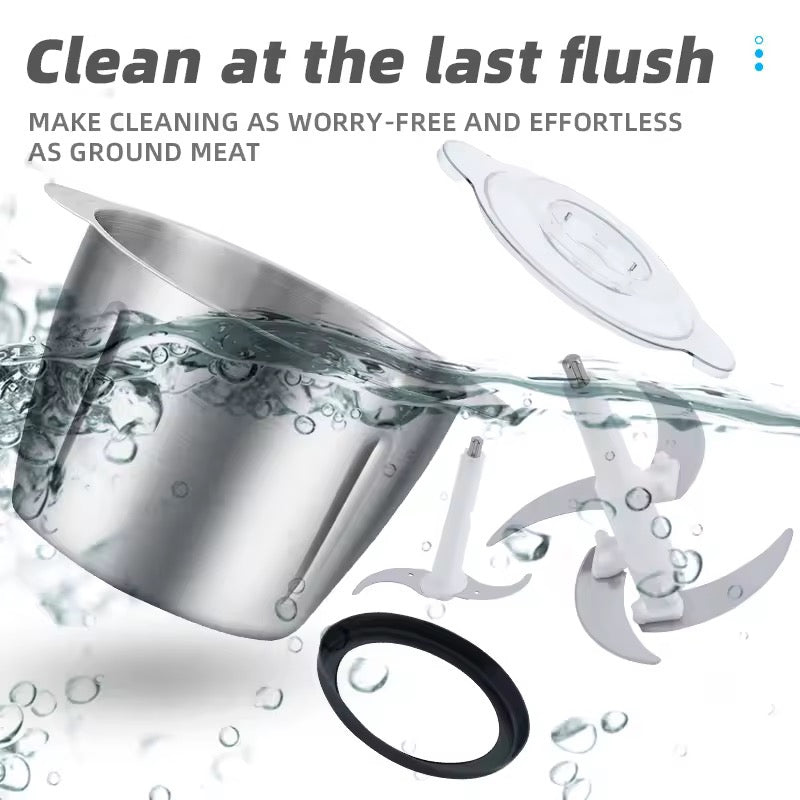 Stainless Steel Meat Blender Meat Mincer Grinder Electric Food Chopper For Meat Vegetables Fruits Nuts With 4 Sharp Blades, Meat Grinders With Bowl Heavy For Kitchen