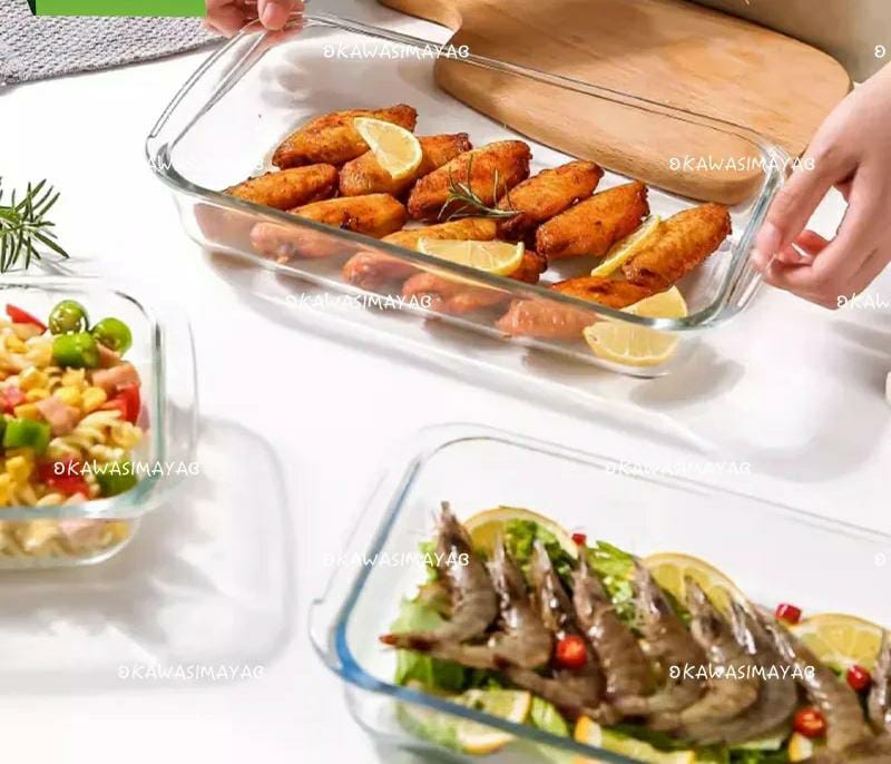 3pc Rectangular Heat Resistant Casserole Tray Baking pans Bakeware