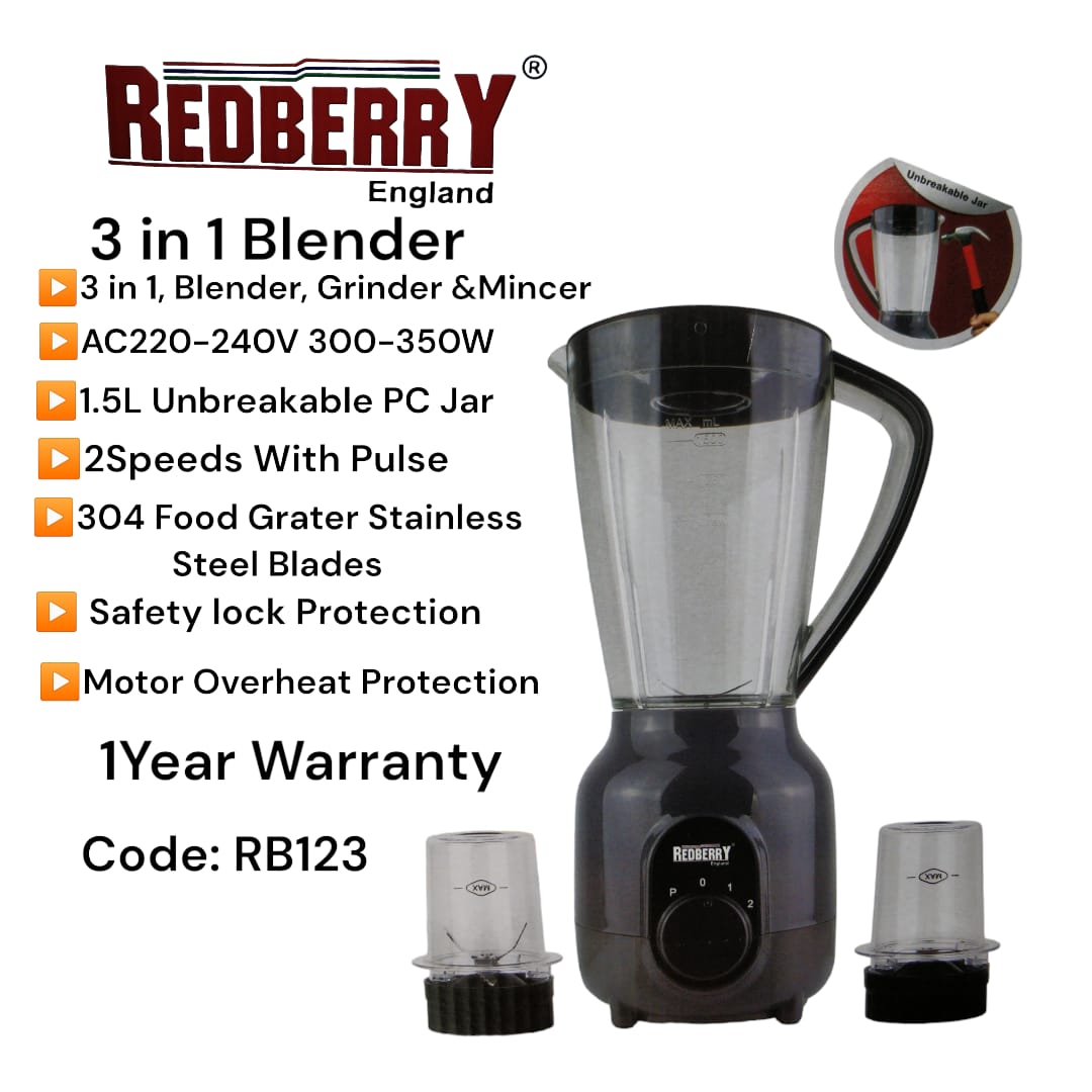 Redberry 3 in 1 Blender 1.5L 350W
