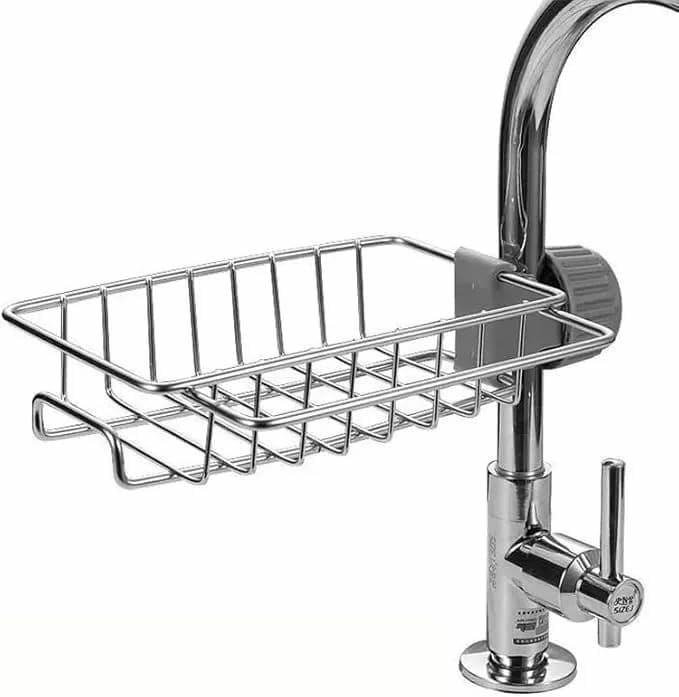 Stainless steel faucet rack / sink tidy with towel rack