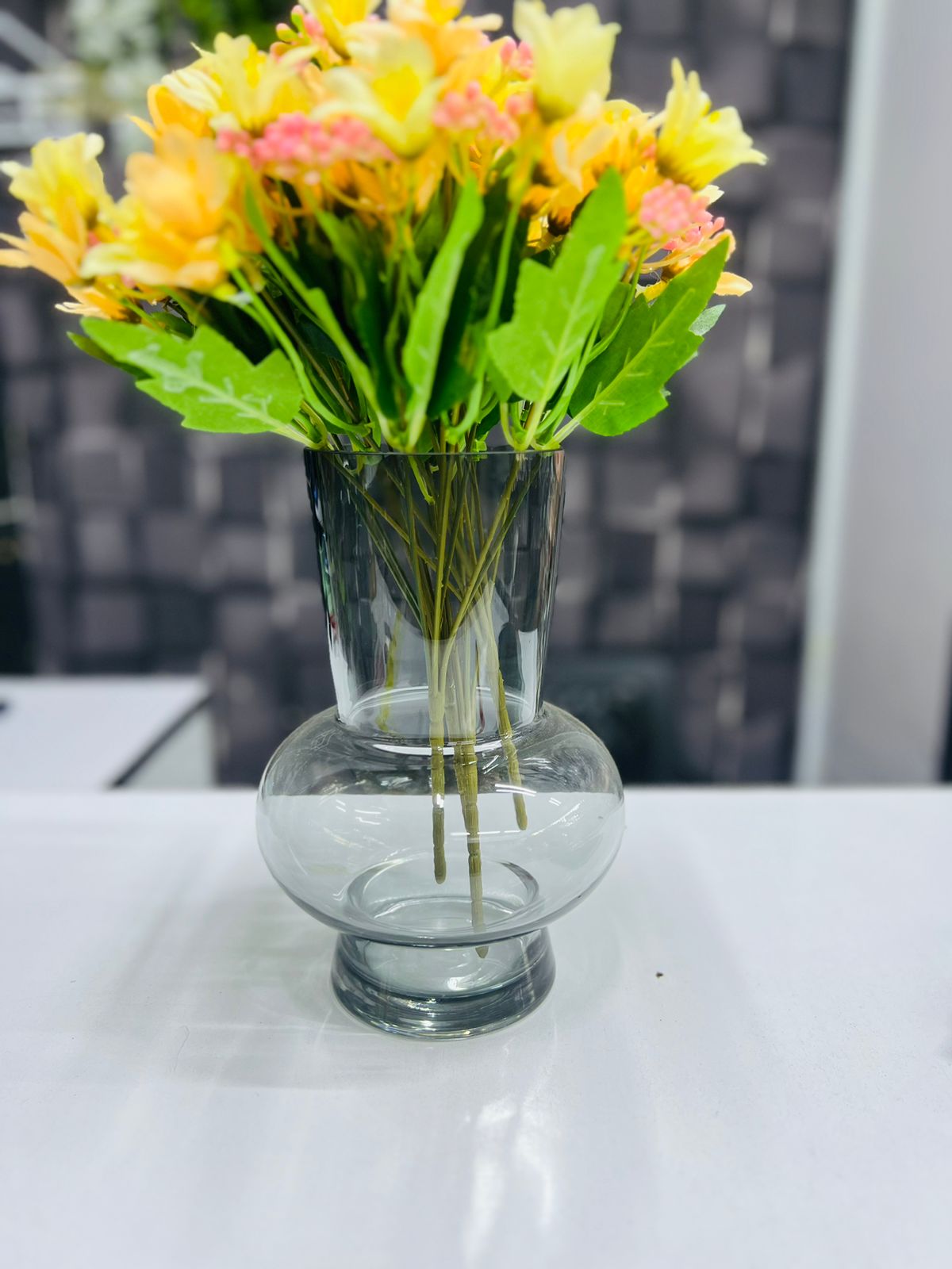 Clear Black Crystal Vase