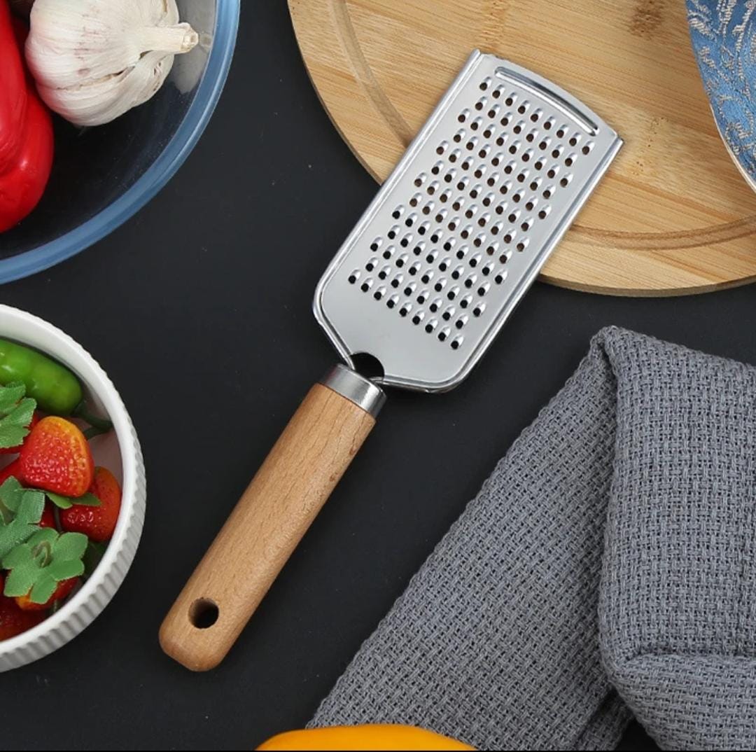 Stainless steel multipurpose grater With wooden handle