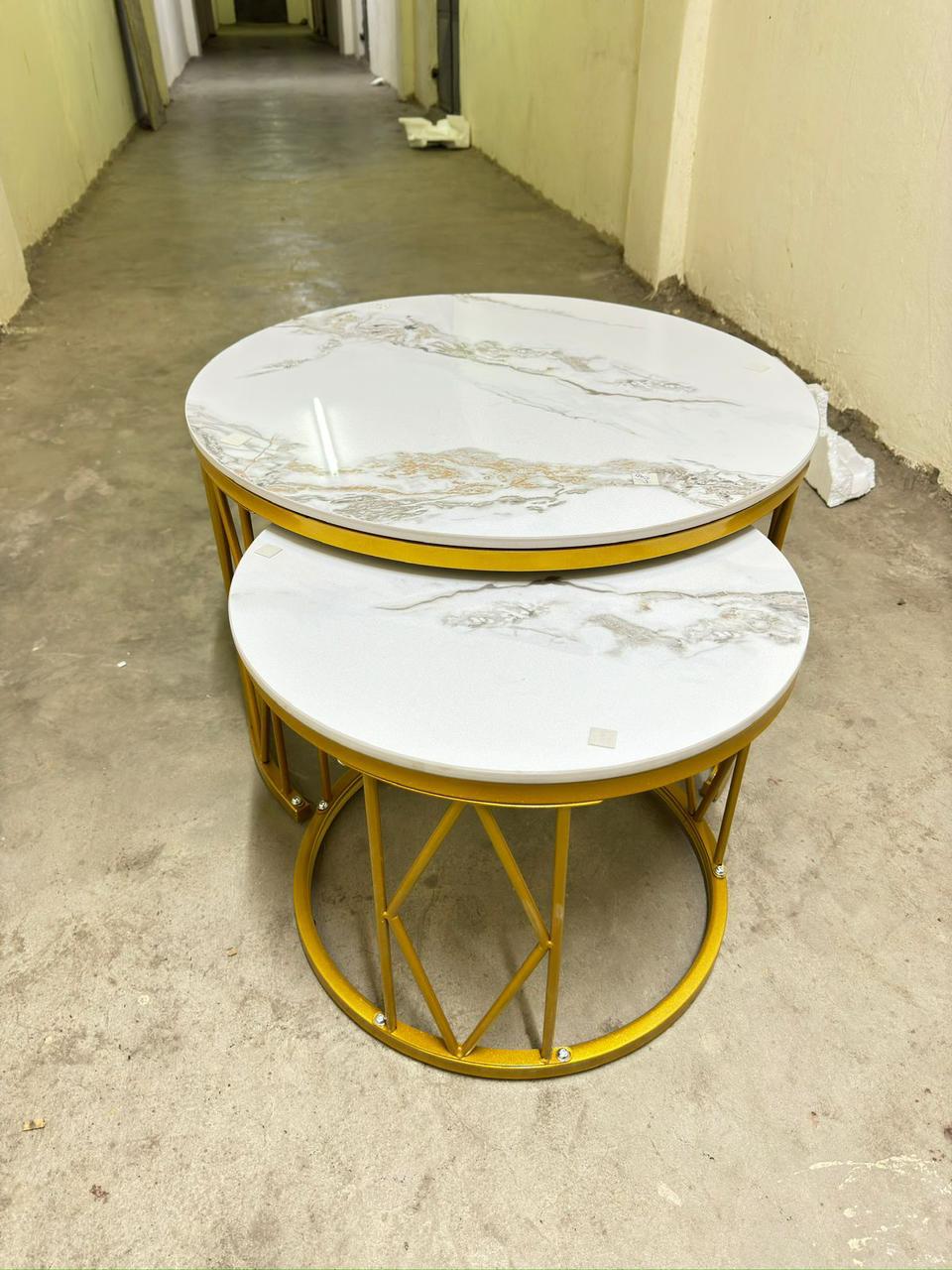 New Model Luxury Pure Ceramic Marble Top Nesting Coffee Tables – Modern Living Room Set