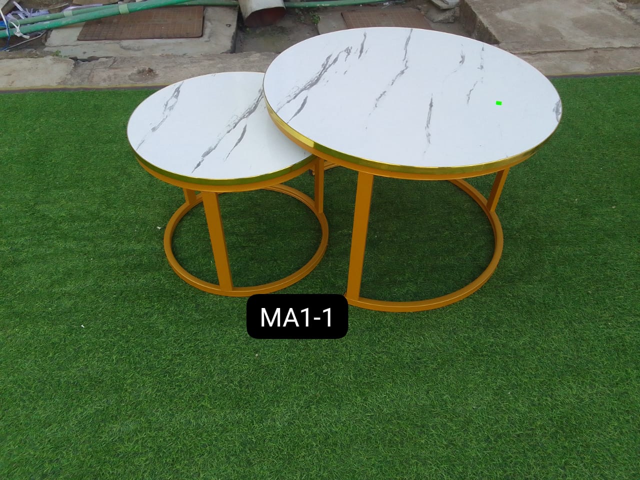 WHITE Nesting Coffee Table Marble Effect (MDF)