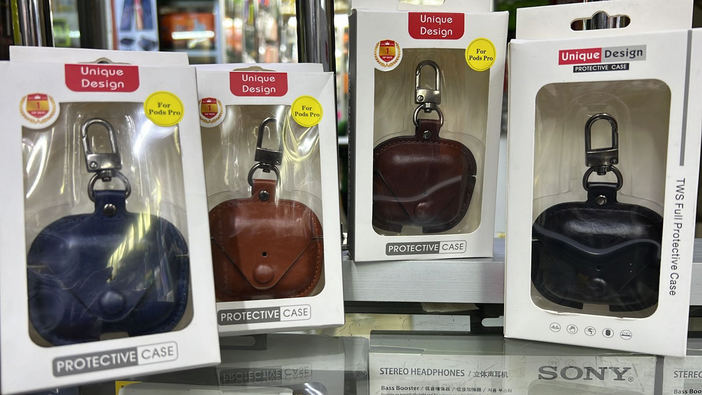 Unique Design Leather Protective Case with Hook for AirPods Pro