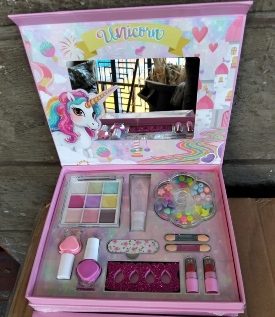 Girls Unicorn Makeup Kit – Non-Toxic Kids Cosmetic Set with Mirror & Accessories