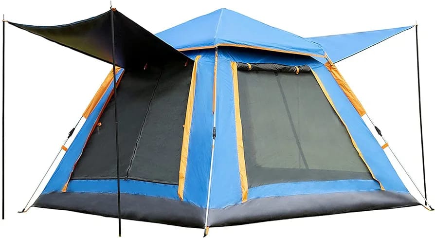 6–8 Person Family Camping Tent – Waterproof Outdoor Shelter with Double Door & Awning