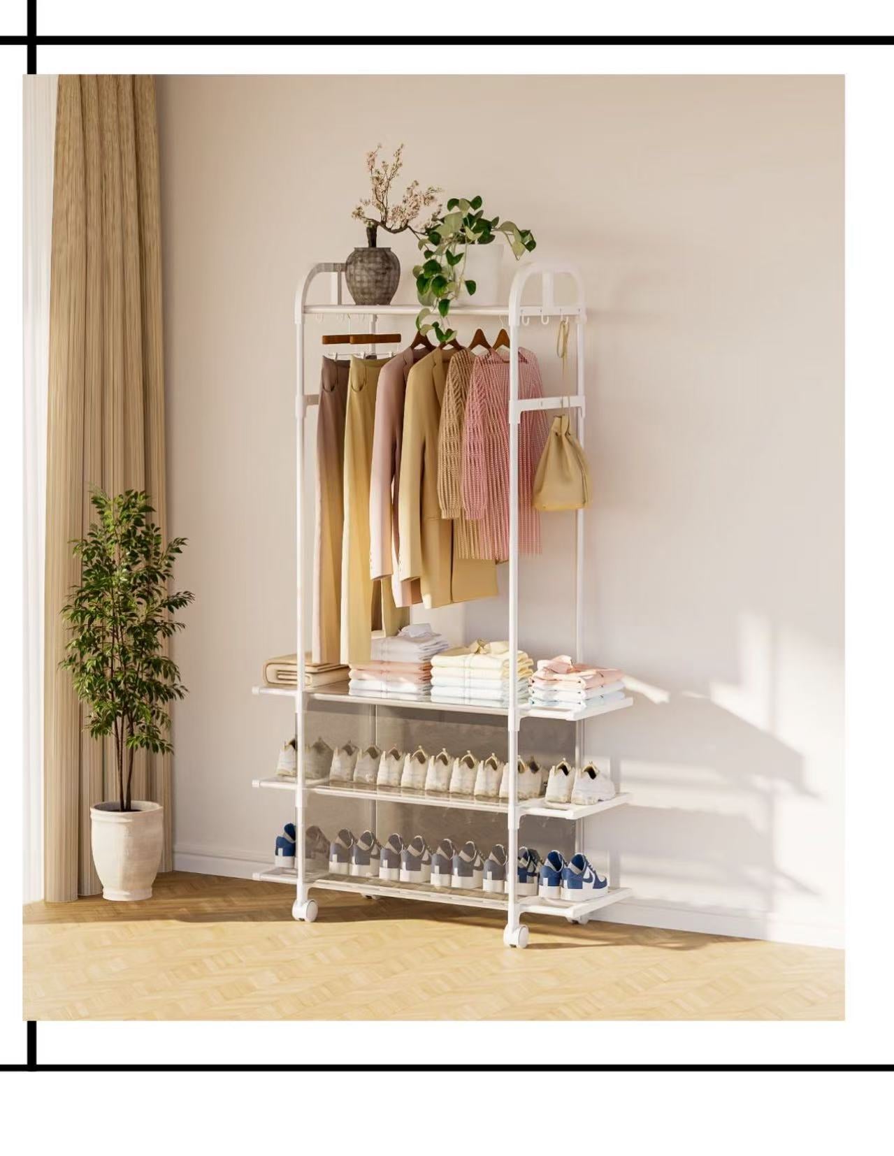 Modern Clothing Rack with Wheels