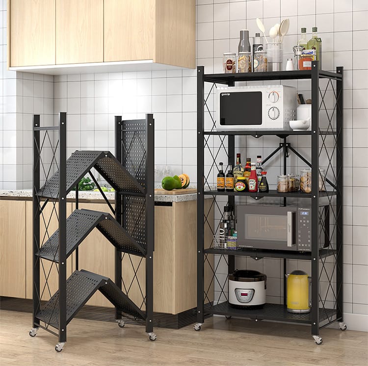 5-Tier Foldable Movable Metallic Storage Rack