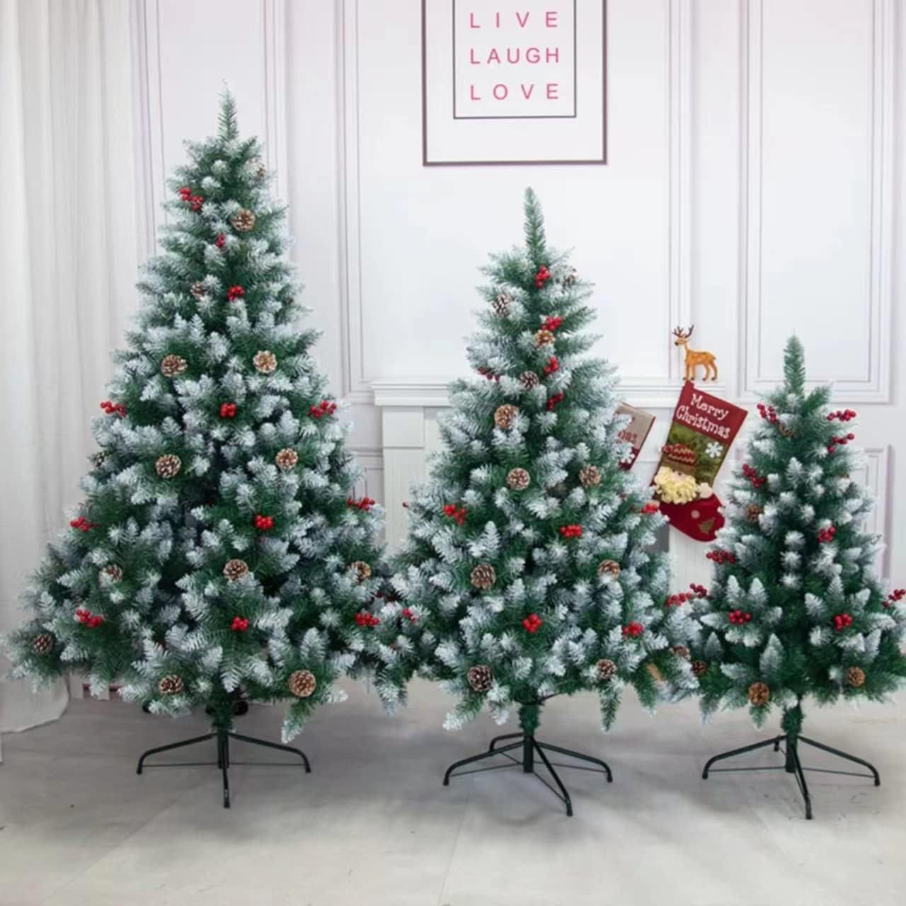 Frosted Christmas Tree with Cones and Berries