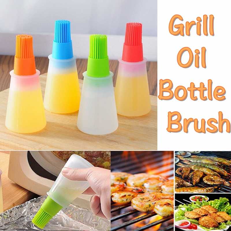 Silicone Oil Bottle Brush | 2-in-1 Basting & Pastry Brush for BBQ, Baking, Cooking & Grilling