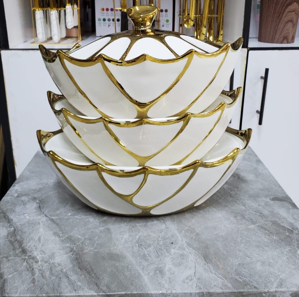 3-Piece Oval Ceramic Soup Bowl Set