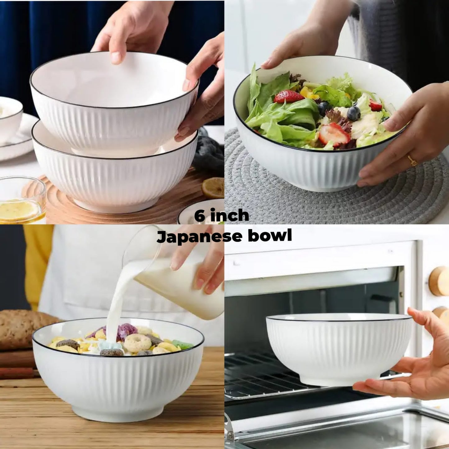 6-Inch Japanese Ceramic Bowls