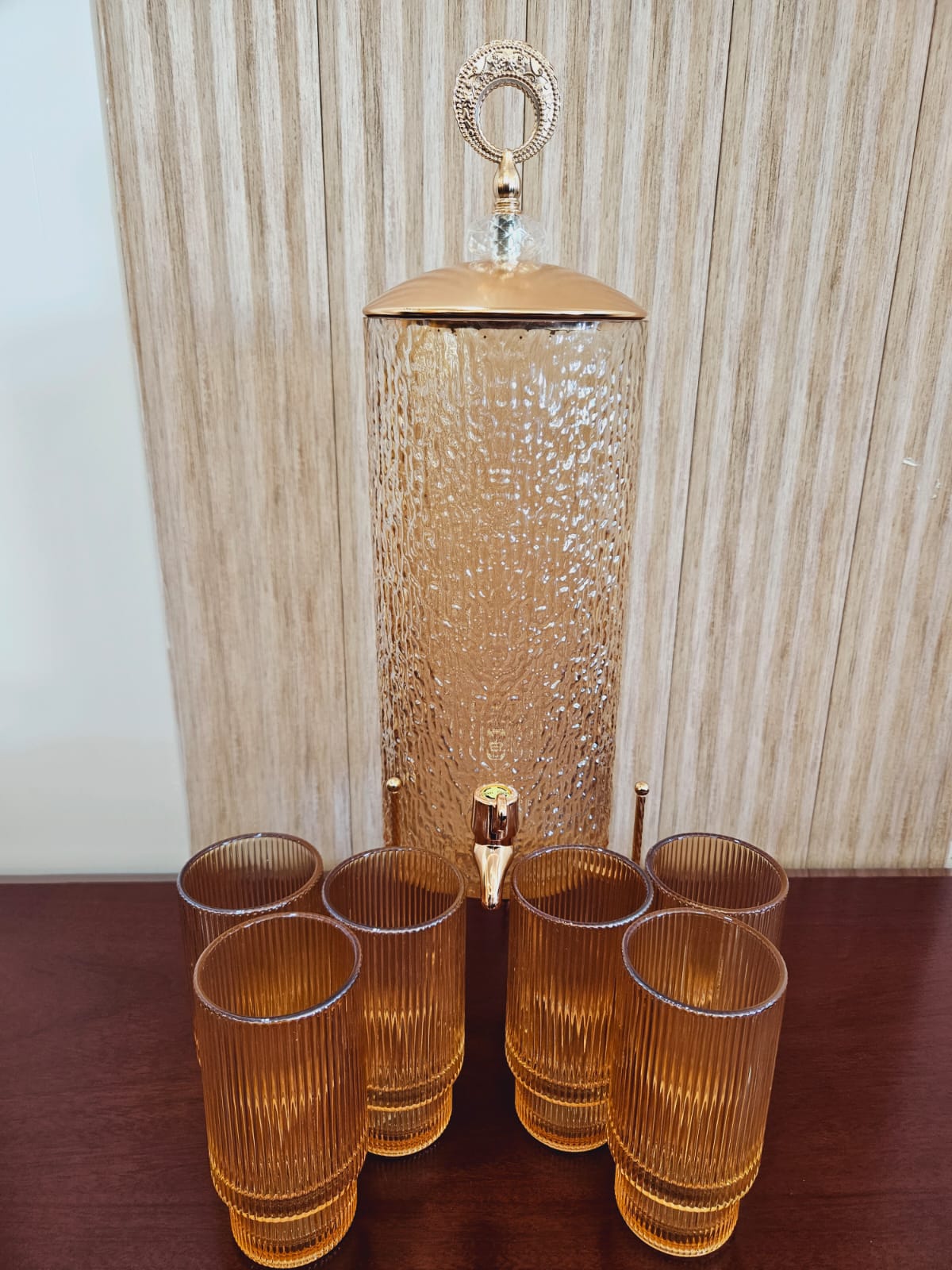 Crystal Gold Glass Juice Dispenser Set