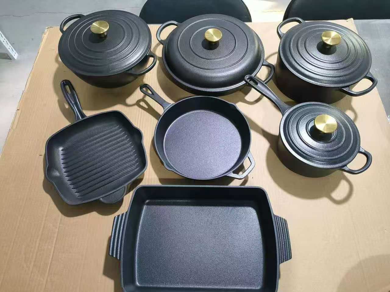 11pcs Raw Cast Iron Cookware Set