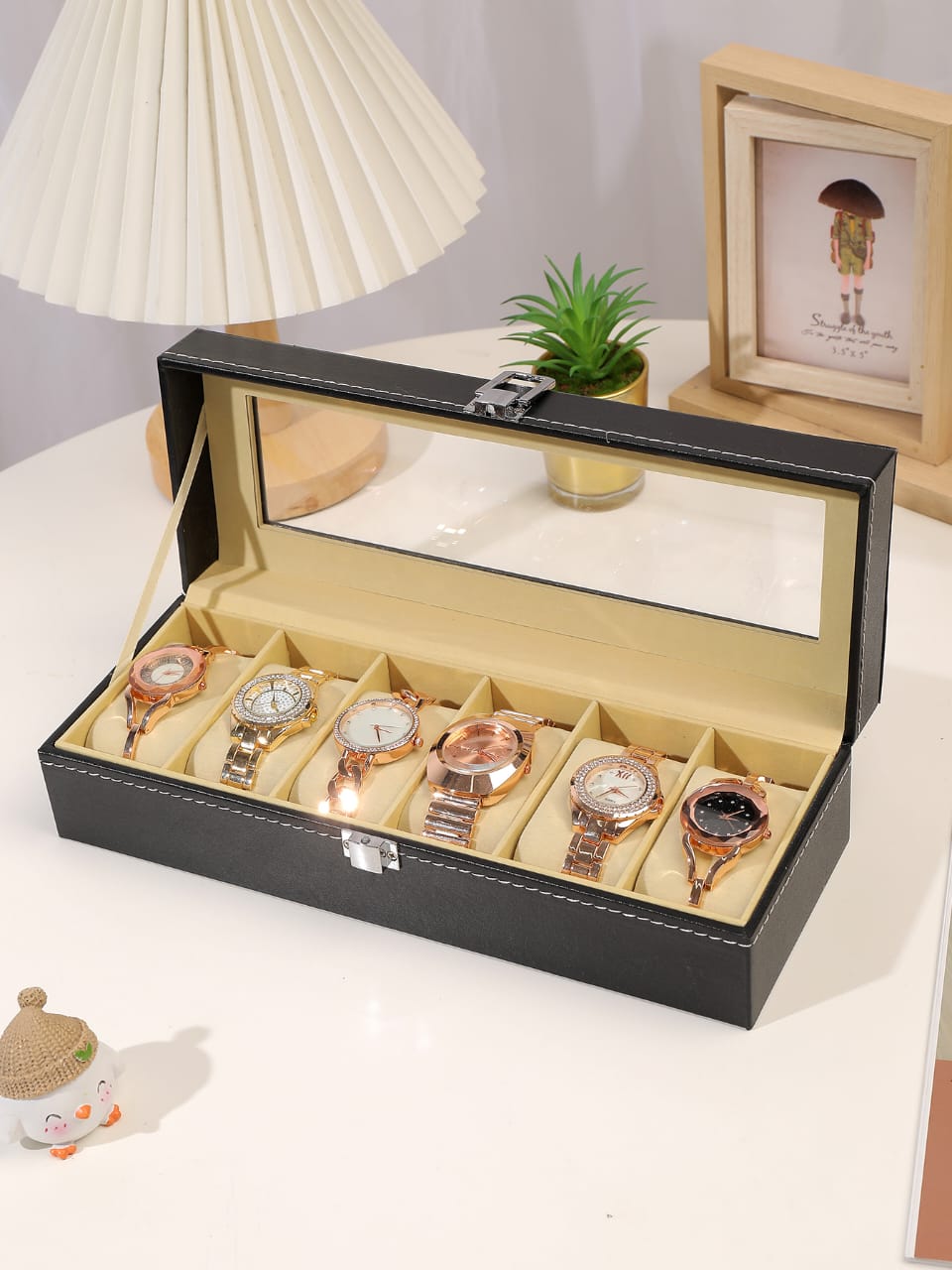 6-Slot Leather Watch Organizer