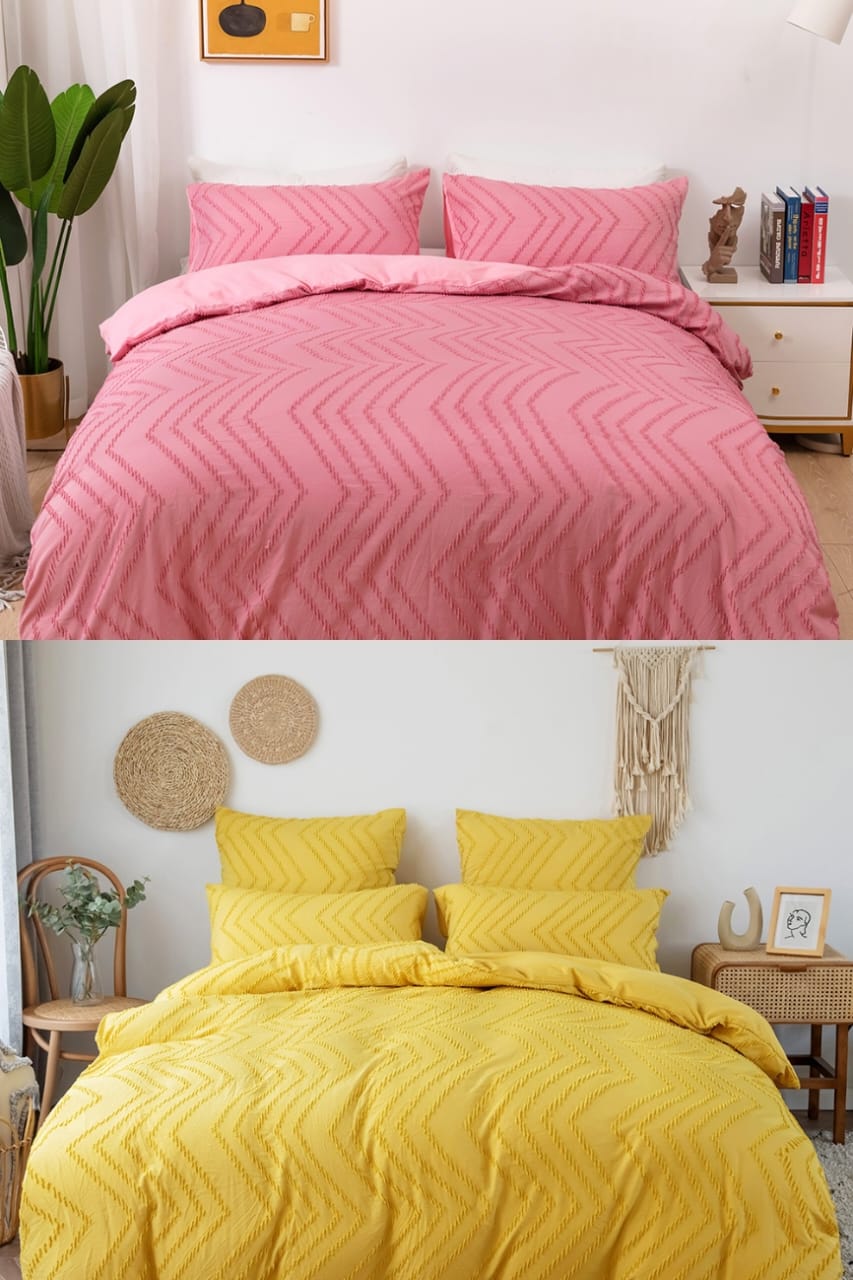 Luxury Tufted Wave Design Duvet Cover Set