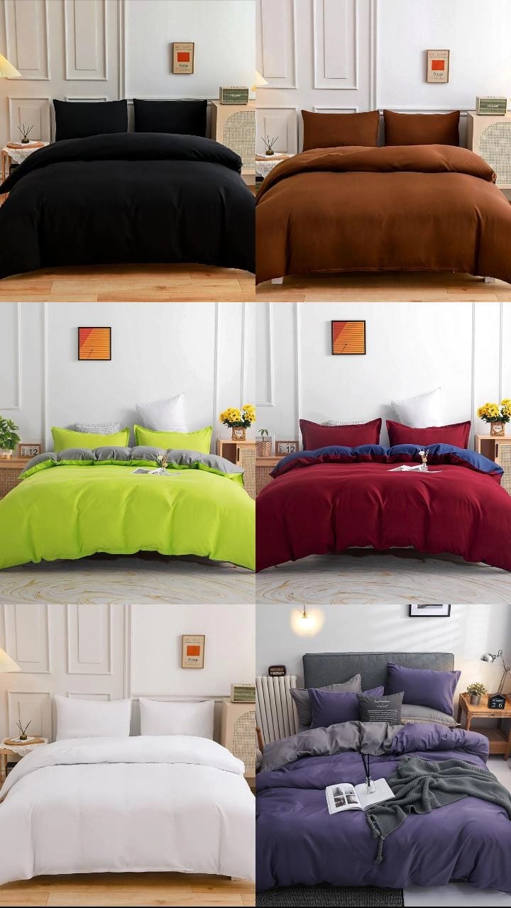 Plain Double-Sided Cotton Duvet Cover Set