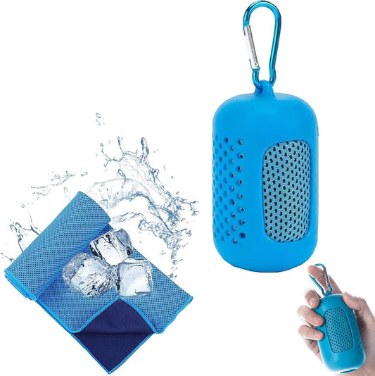 Portable Sports Quick-Dry Cooling Towel in Silicone Pouch