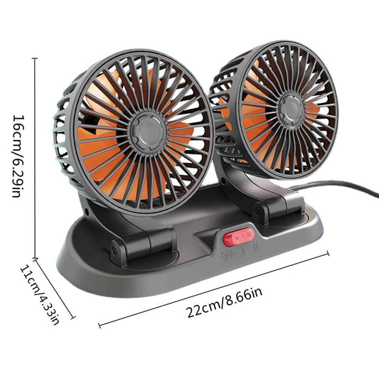 2-Speed Double-Headed Vehicle Fan – Car Cigar Lighter DC Powered