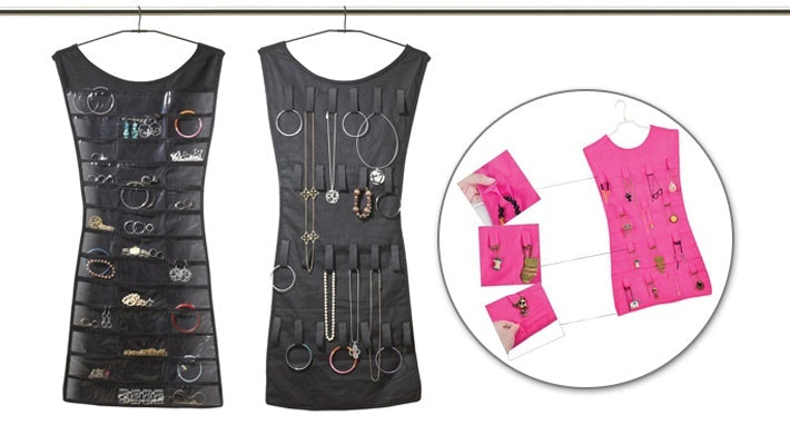 Dress-Shape Jewelry Organizer – 40 Pockets + 20 Loops