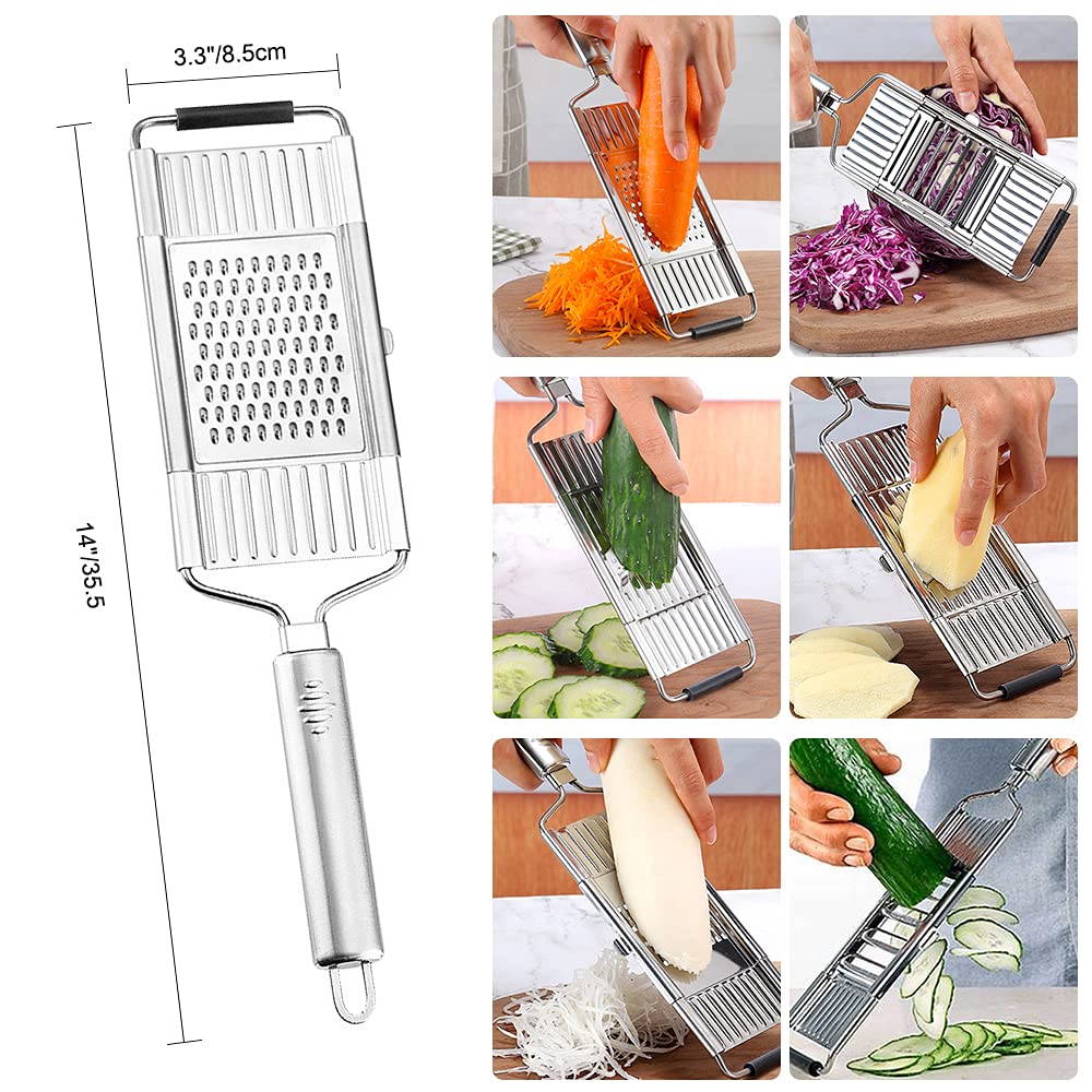 New Generation 4-in-1 Stainless Steel Grater with Interchangeable Blades