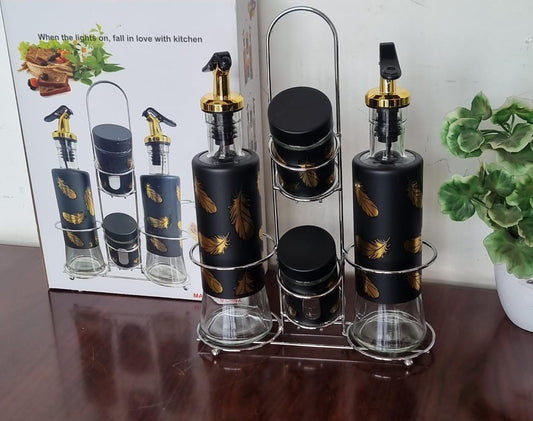 5-in-1 Seasoning Set with Stainless Steel Stand