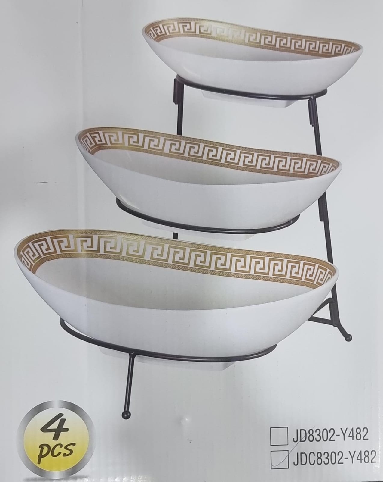 Ceramic Fruit Plate Set with Black Metal Rack