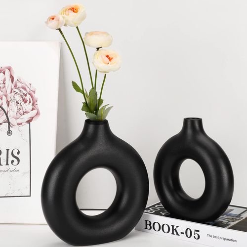 Porcelain Ceramic 2-in-1 Donut Flower Vase