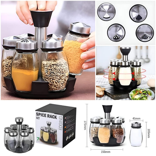 7-Piece Rotating Spice Rack Set OT-020 (6x100ml Jars + Stand)