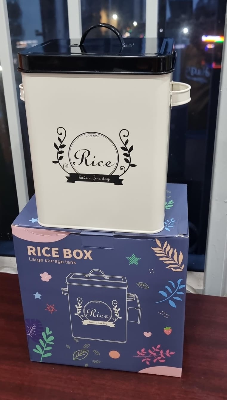 Galvanized Metal Rice Storage Bin – 5kg Capacity