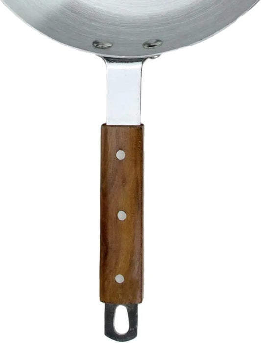 32cm Aluminum Frying Pan with Wooden Handle – Silver