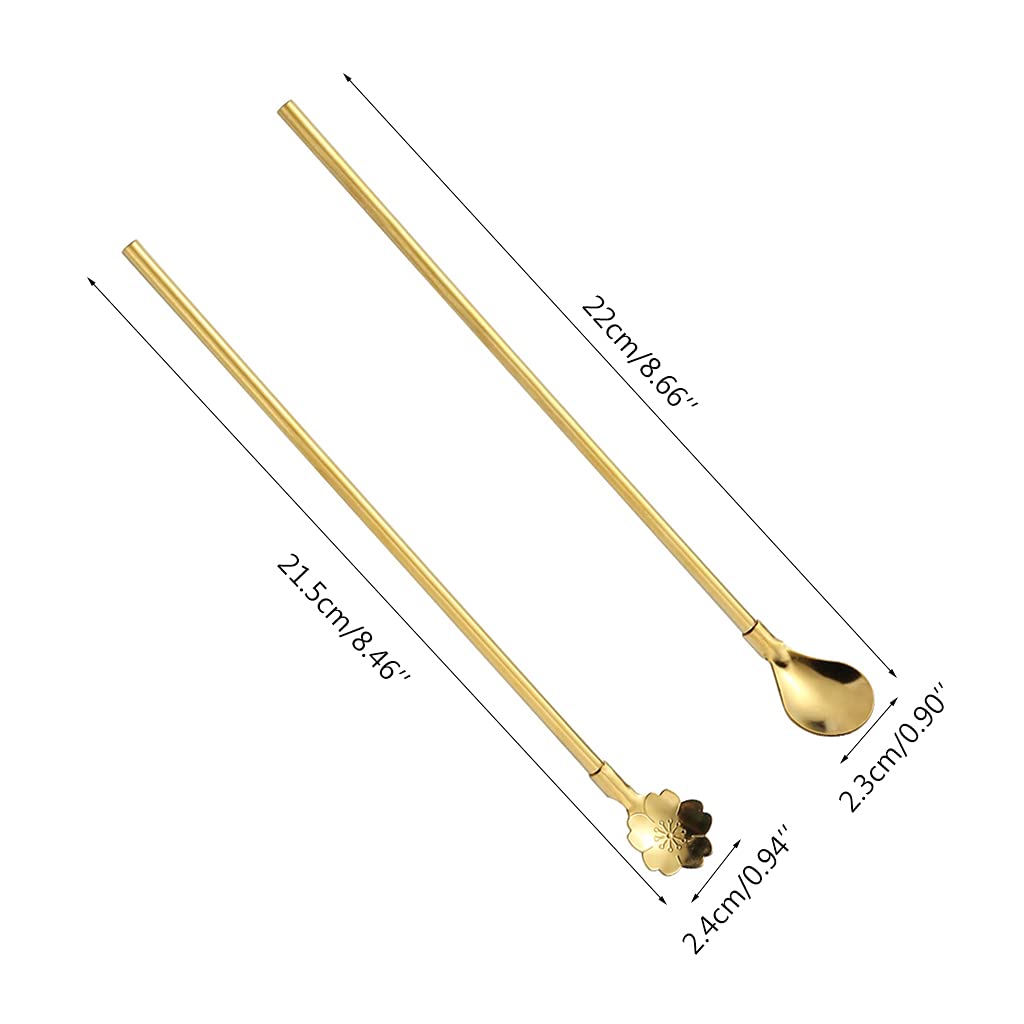 Boyuan Stainless Steel Long Straw Spoon – Gold & Silver Options
