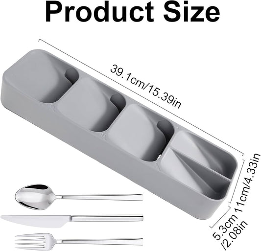 5-Slot Compact Cutlery Organizer – Grey